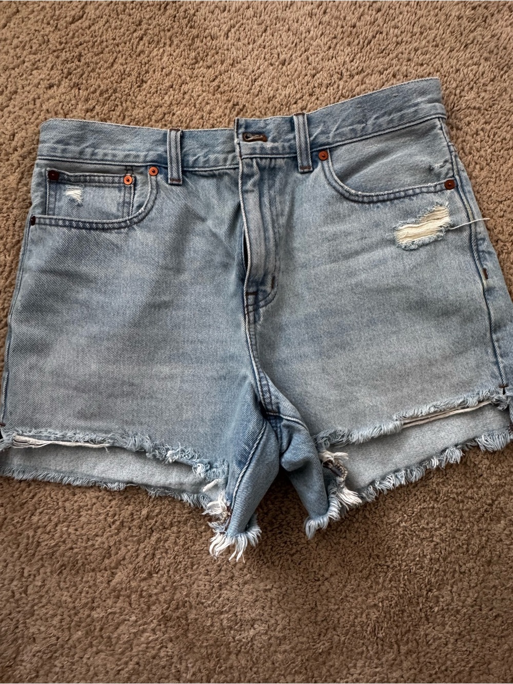 Madewell Light Blue Frayed Hem Denim Shorts